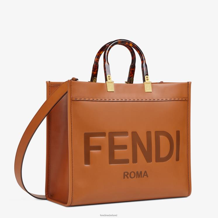 vrouwen accessoires Fendi 0J62L523 Sunshine medium leren shopper bruin