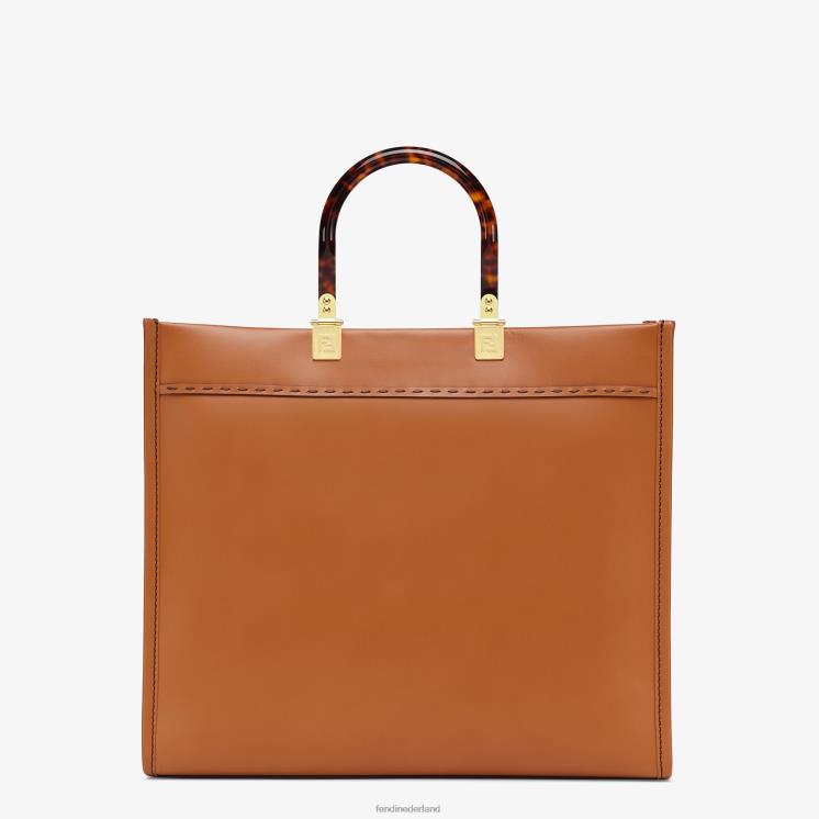 vrouwen accessoires Fendi 0J62L523 Sunshine medium leren shopper bruin