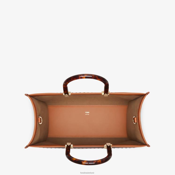 vrouwen accessoires Fendi 0J62L523 Sunshine medium leren shopper bruin