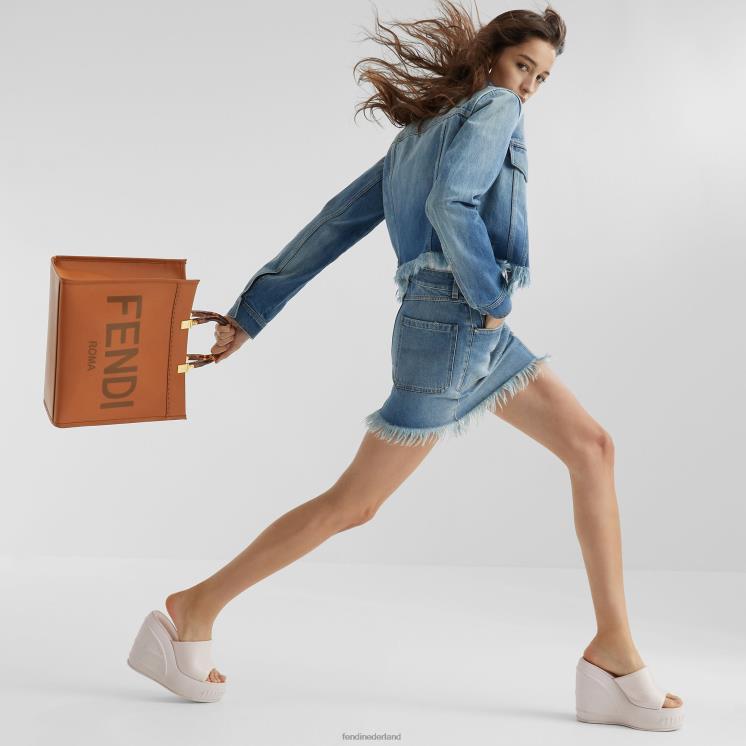 vrouwen accessoires Fendi 0J62L523 Sunshine medium leren shopper bruin
