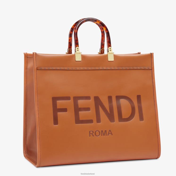 vrouwen accessoires Fendi 0J62L524 Sunshine grote leren shopper bruin