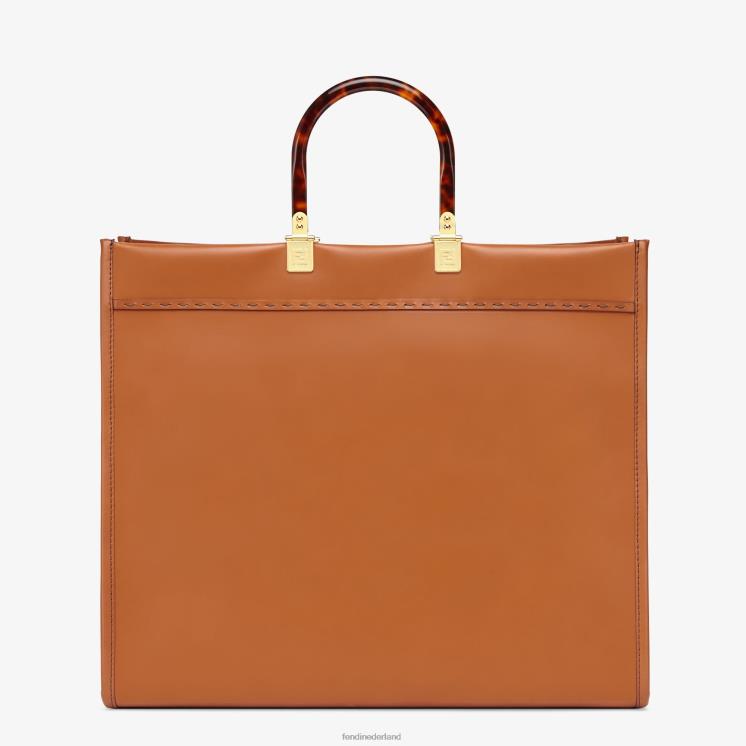 vrouwen accessoires Fendi 0J62L524 Sunshine grote leren shopper bruin