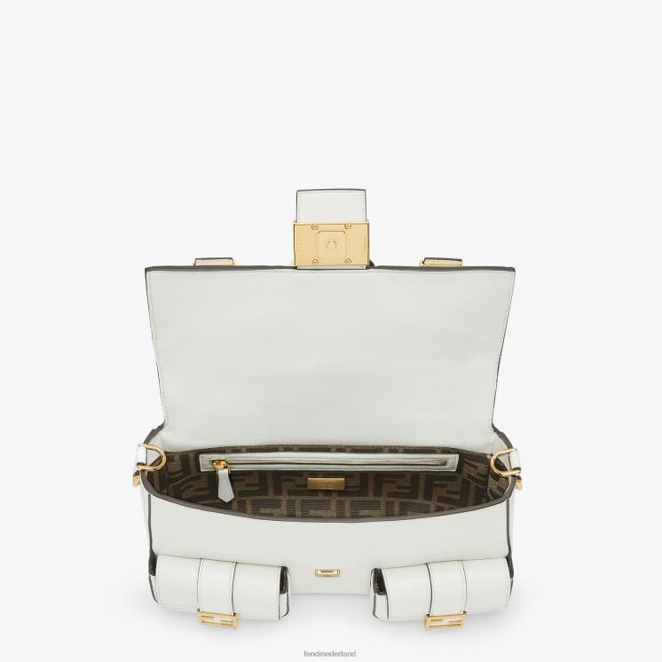 vrouwen accessoires Fendi 0J62L557 Baguette leren tas met meerdere zakken wit