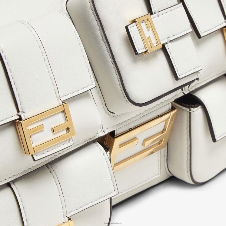 vrouwen accessoires Fendi 0J62L557 Baguette leren tas met meerdere zakken wit