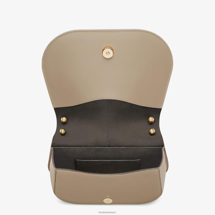 vrouwen accessoires Fendi 0J62L559 Tas van duifglad leer en volnerf leer grijs