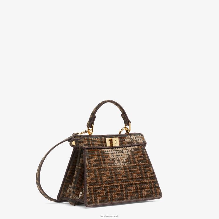 vrouwen accessoires Fendi 0J62L560 ff tas van jacquardstof met pailletten bruin