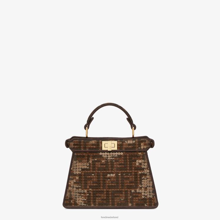 vrouwen accessoires Fendi 0J62L560 ff tas van jacquardstof met pailletten bruin