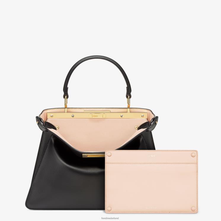 vrouwen accessoires Fendi 0J62L562 Kiekeboe iseeu middelgrote leren tas roze zwart