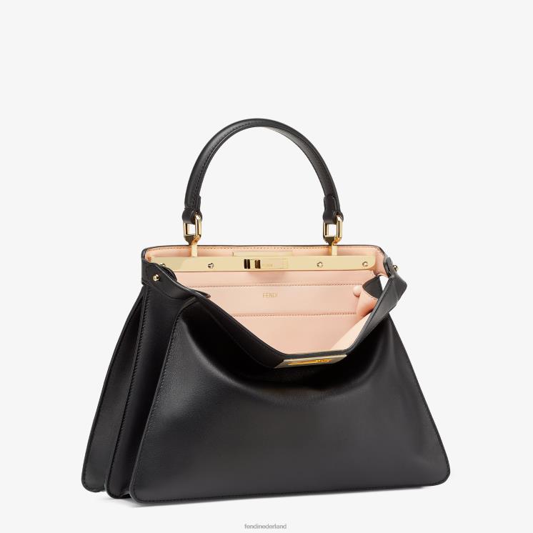 vrouwen accessoires Fendi 0J62L562 Kiekeboe iseeu middelgrote leren tas roze zwart
