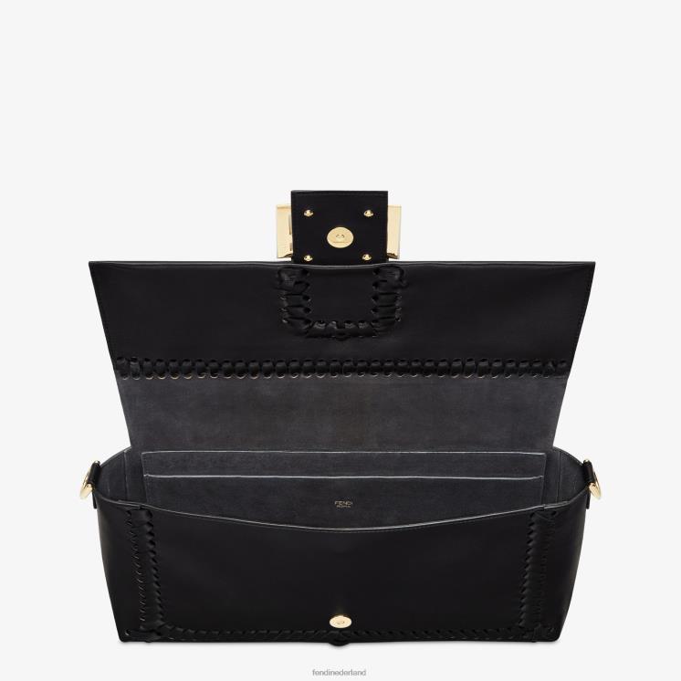 vrouwen accessoires Fendi 0J62L563 Nappaleren tas met bijpassende draad zwart