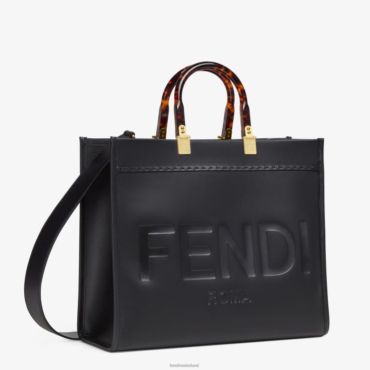 vrouwen accessoires Fendi 0J62L580 Sunshine medium leren shopper zwart