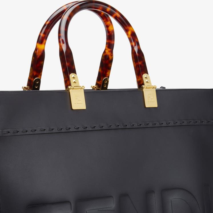 vrouwen accessoires Fendi 0J62L580 Sunshine medium leren shopper zwart