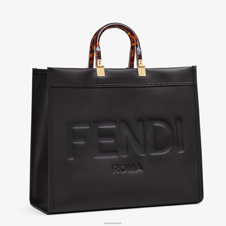 vrouwen accessoires Fendi 0J62L581 Sunshine grote leren shopper zwart
