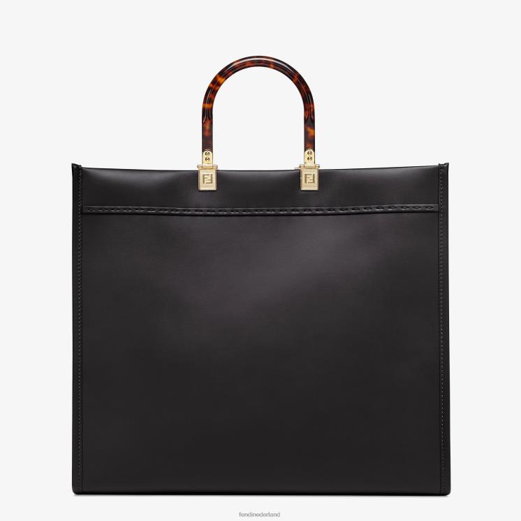 vrouwen accessoires Fendi 0J62L581 Sunshine grote leren shopper zwart