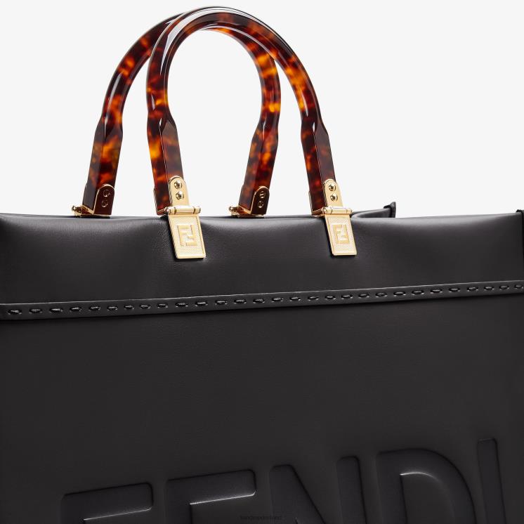 vrouwen accessoires Fendi 0J62L581 Sunshine grote leren shopper zwart