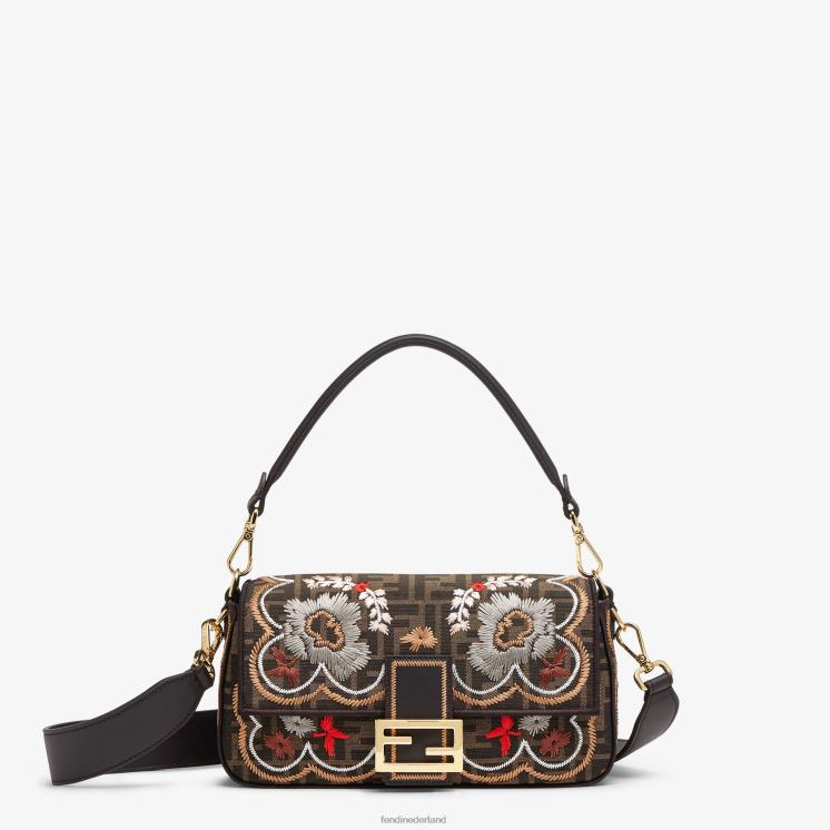 vrouwen accessoires Fendi 0J62L583 ff tas van jacquardstof met bloemenborduursel bruin