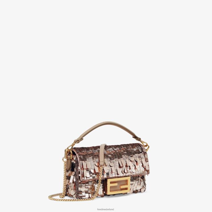 vrouwen accessoires Fendi 0J62L590 duif pailletten en leren tas grijs