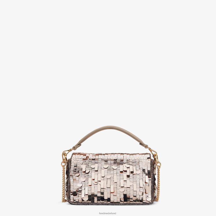 vrouwen accessoires Fendi 0J62L590 duif pailletten en leren tas grijs