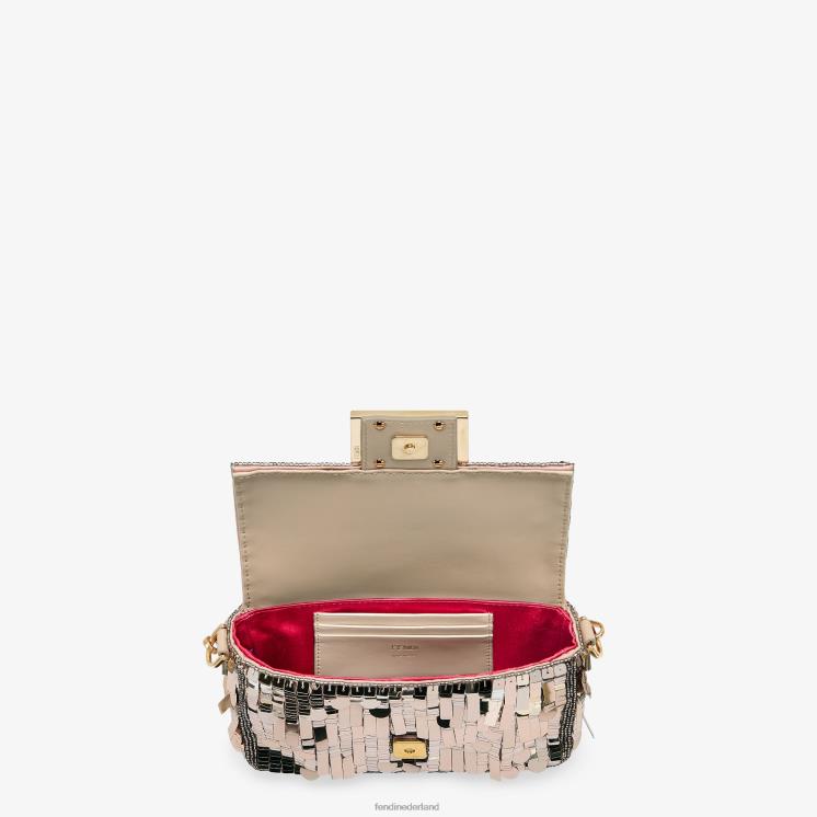 vrouwen accessoires Fendi 0J62L590 duif pailletten en leren tas grijs