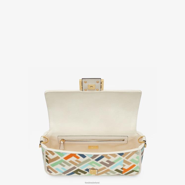 vrouwen accessoires Fendi 0J62L593 canvas tas met ff borduursel veelkleurig