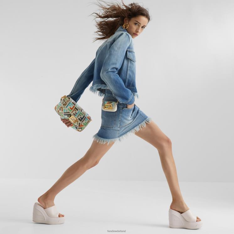 vrouwen accessoires Fendi 0J62L593 canvas tas met ff borduursel veelkleurig