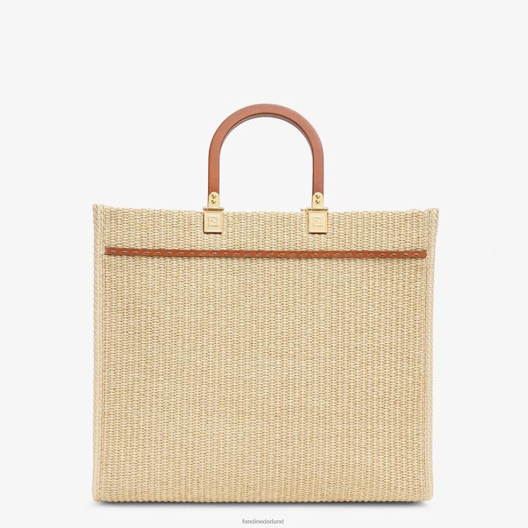 vrouwen accessoires Fendi 0J62L594 shopper van natuurlijk stro beige