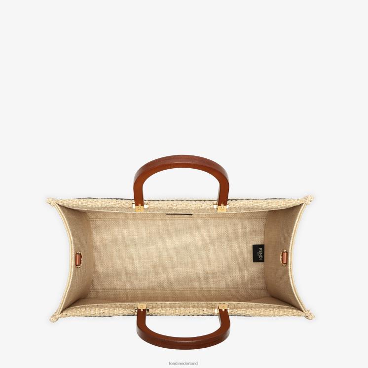 vrouwen accessoires Fendi 0J62L594 shopper van natuurlijk stro beige