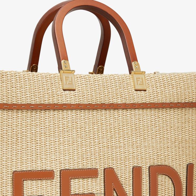 vrouwen accessoires Fendi 0J62L594 shopper van natuurlijk stro beige