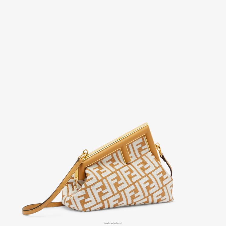 vrouwen accessoires Fendi 0J62L598 Tas van raffia met ff-motief van tapijtstof wit