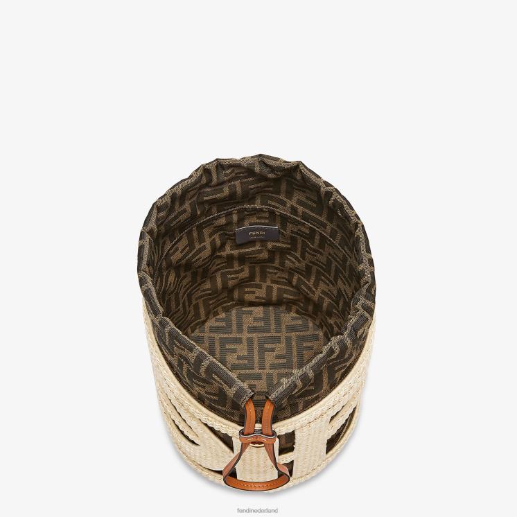 vrouwen accessoires Fendi 0J62L604 zak van natuurlijk stro en ff-stof beige
