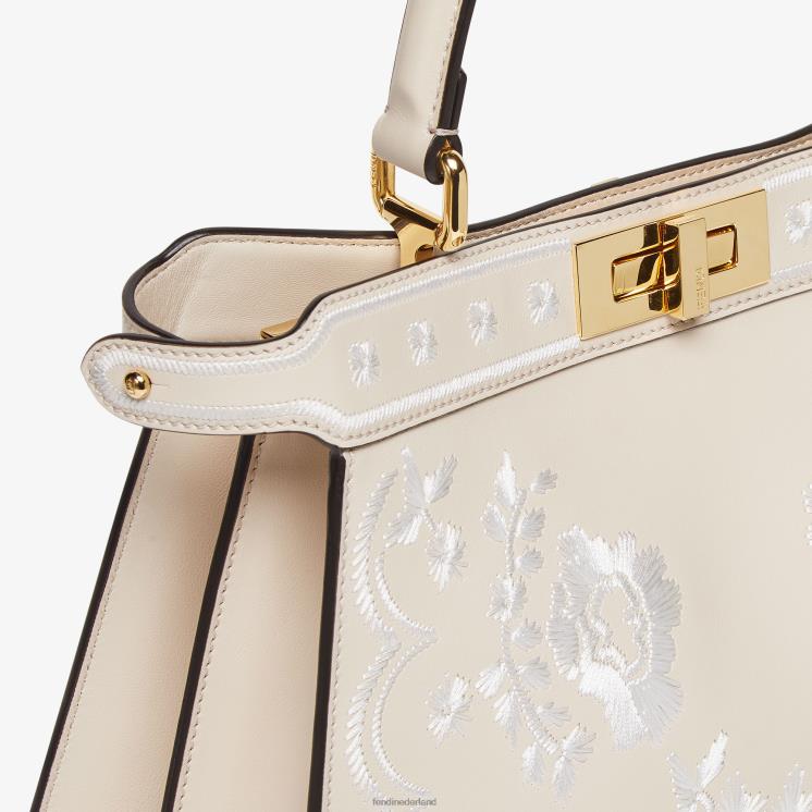 vrouwen accessoires Fendi 0J62L605 Camellia leren tas met bloemenborduursel roze