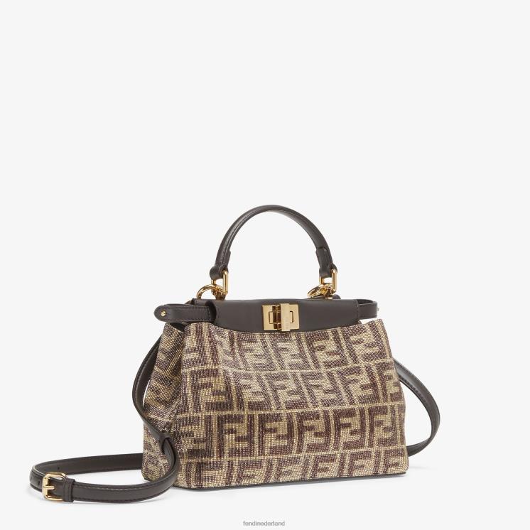 vrouwen accessoires Fendi 0J62L608 Tas met kralen en tweekleurig ff-motief bruin