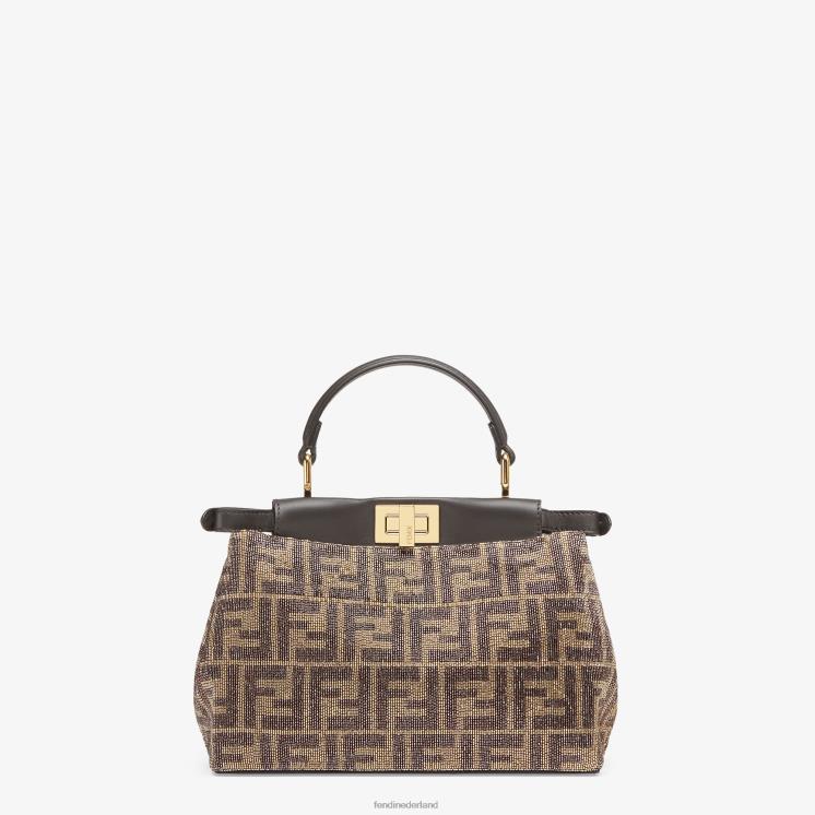 vrouwen accessoires Fendi 0J62L608 Tas met kralen en tweekleurig ff-motief bruin