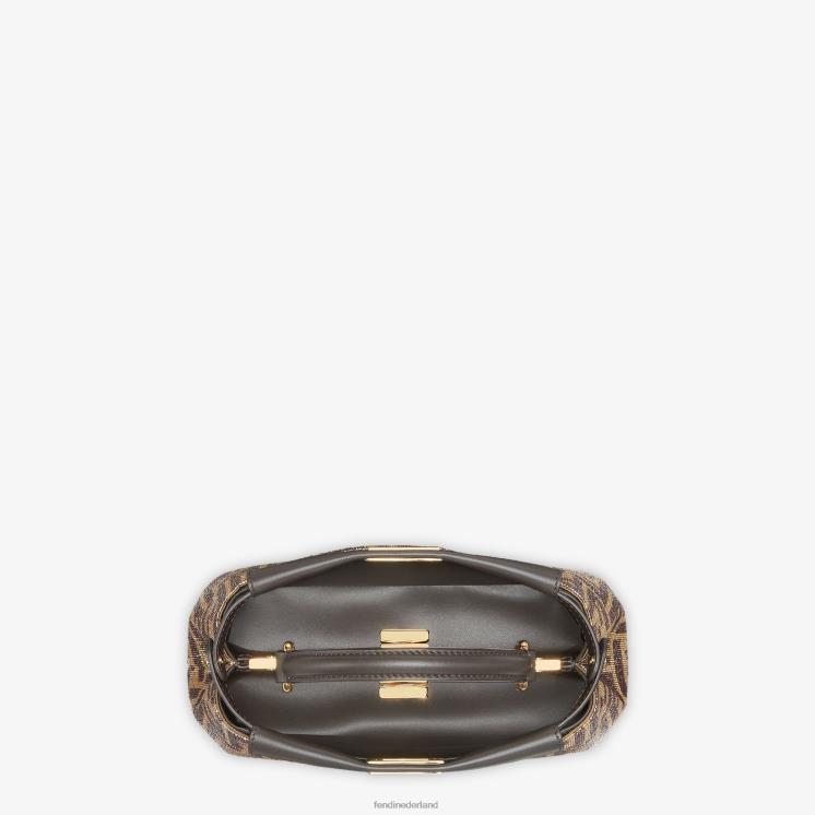 vrouwen accessoires Fendi 0J62L608 Tas met kralen en tweekleurig ff-motief bruin