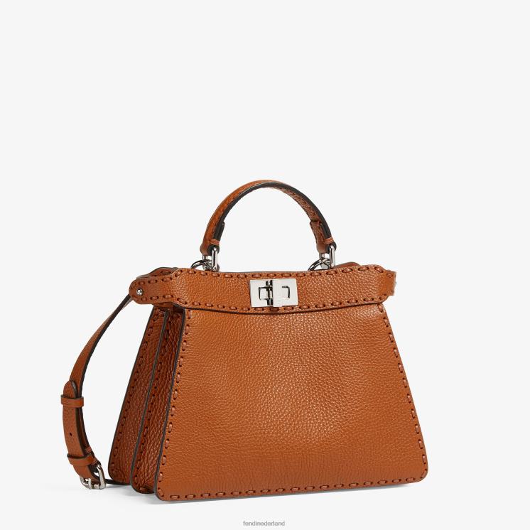 vrouwen accessoires Fendi 0J62L612 Selleria tas met oversized stiksels bruin