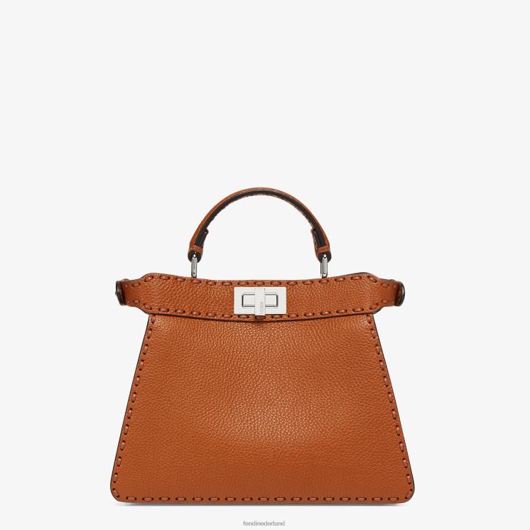 vrouwen accessoires Fendi 0J62L612 Selleria tas met oversized stiksels bruin