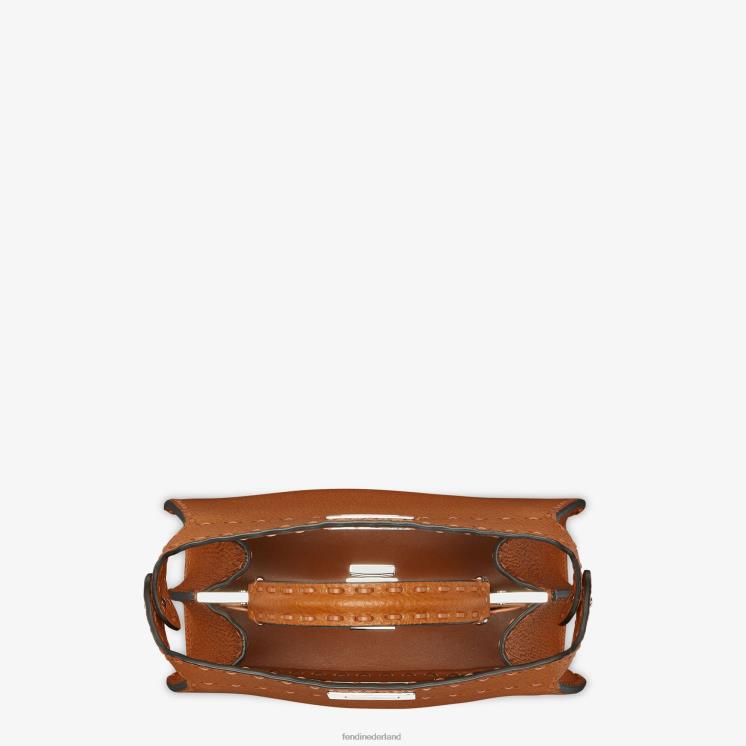 vrouwen accessoires Fendi 0J62L612 Selleria tas met oversized stiksels bruin