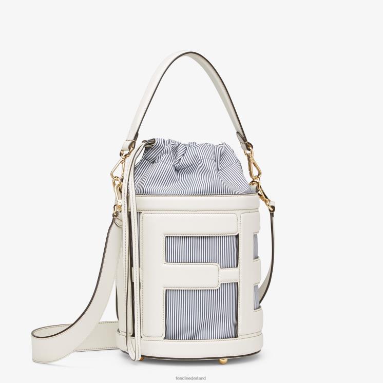 vrouwen accessoires Fendi 0J62L615 Tas van leer en gestreepte stof wit