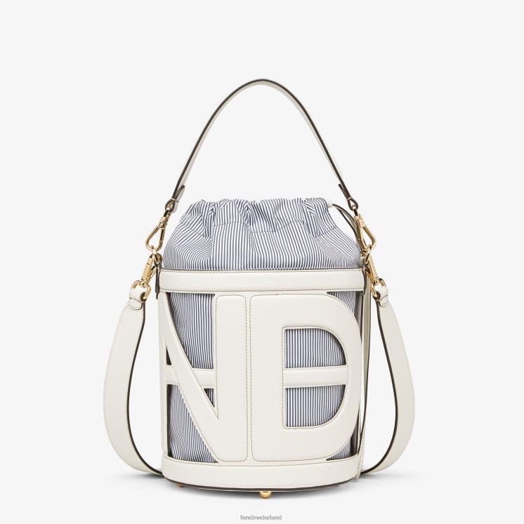 vrouwen accessoires Fendi 0J62L615 Tas van leer en gestreepte stof wit