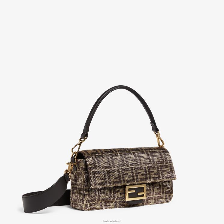 vrouwen accessoires Fendi 0J62L617 Tas met kralen en tweekleurig ff-motief bruin
