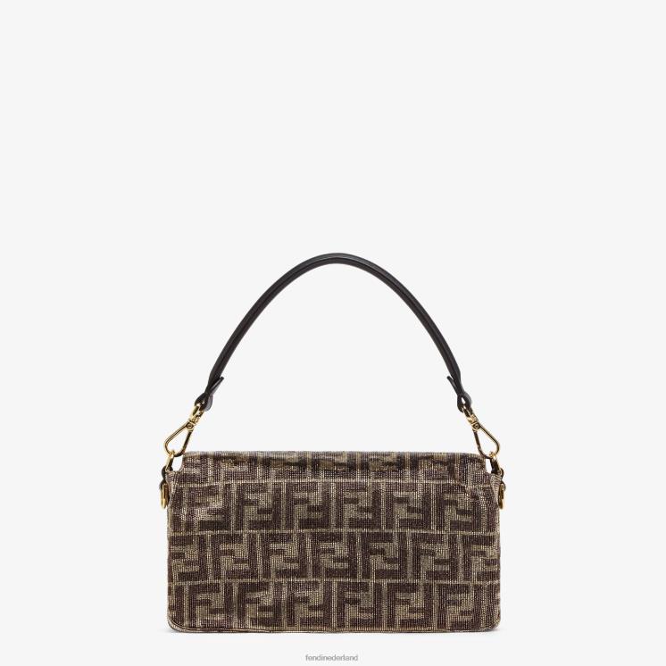 vrouwen accessoires Fendi 0J62L617 Tas met kralen en tweekleurig ff-motief bruin