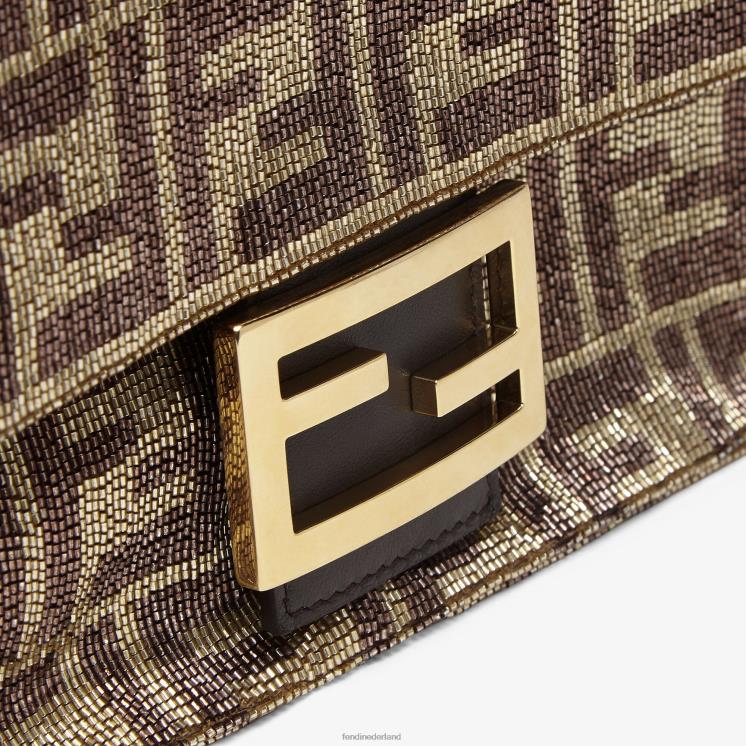 vrouwen accessoires Fendi 0J62L617 Tas met kralen en tweekleurig ff-motief bruin