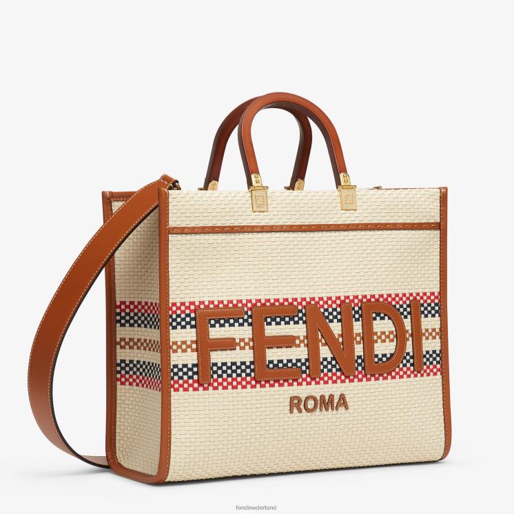 vrouwen accessoires Fendi 0J62L621 Shopper van stof met gevlochten effect en meerdere strepen veelkleurig