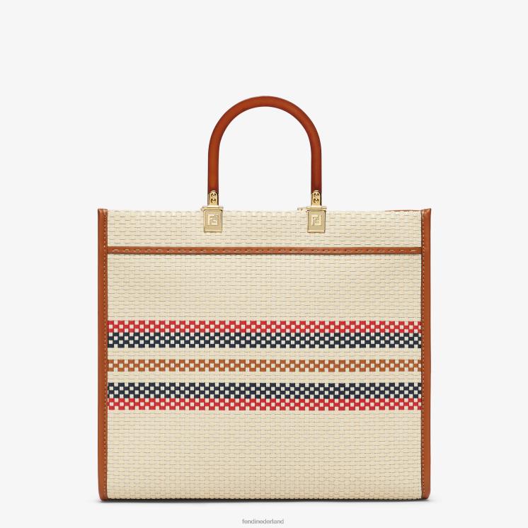 vrouwen accessoires Fendi 0J62L621 Shopper van stof met gevlochten effect en meerdere strepen veelkleurig