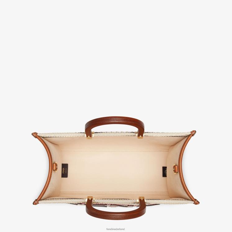 vrouwen accessoires Fendi 0J62L621 Shopper van stof met gevlochten effect en meerdere strepen veelkleurig
