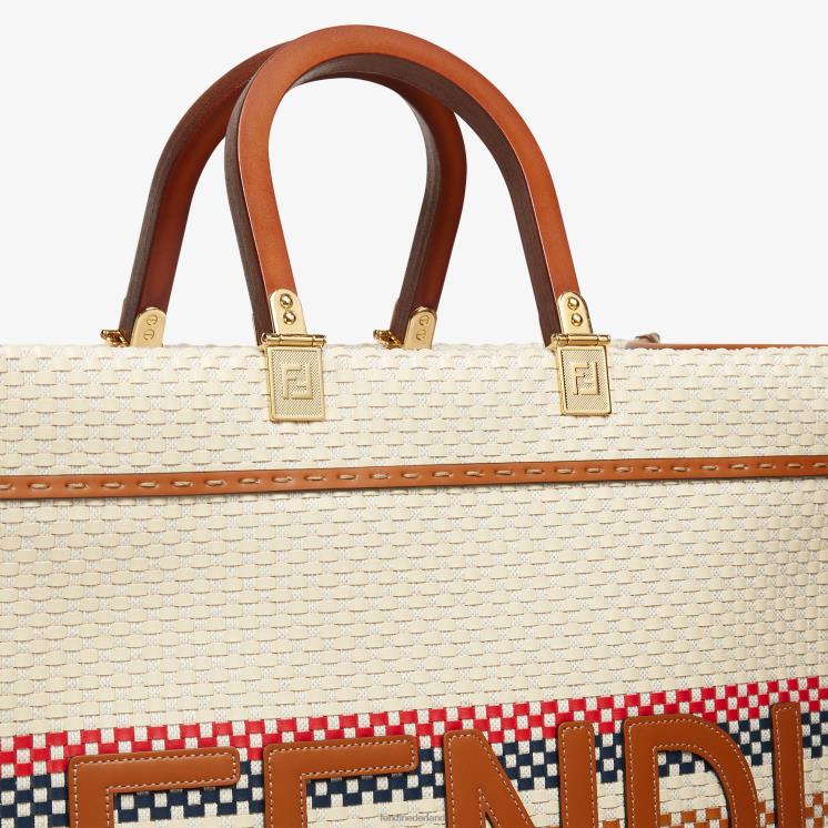 vrouwen accessoires Fendi 0J62L621 Shopper van stof met gevlochten effect en meerdere strepen veelkleurig