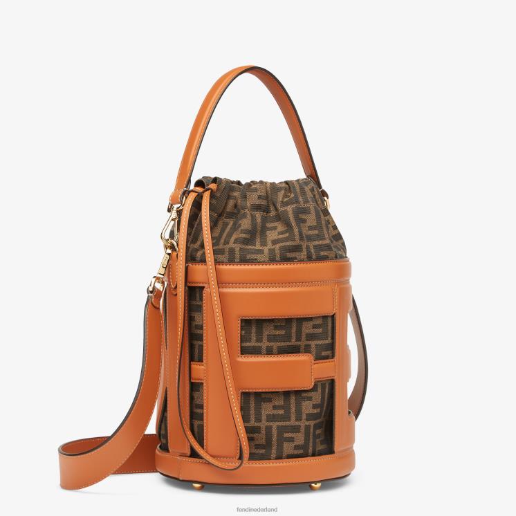 vrouwen accessoires Fendi 0J62L623 tas van leer en ff stof bruin