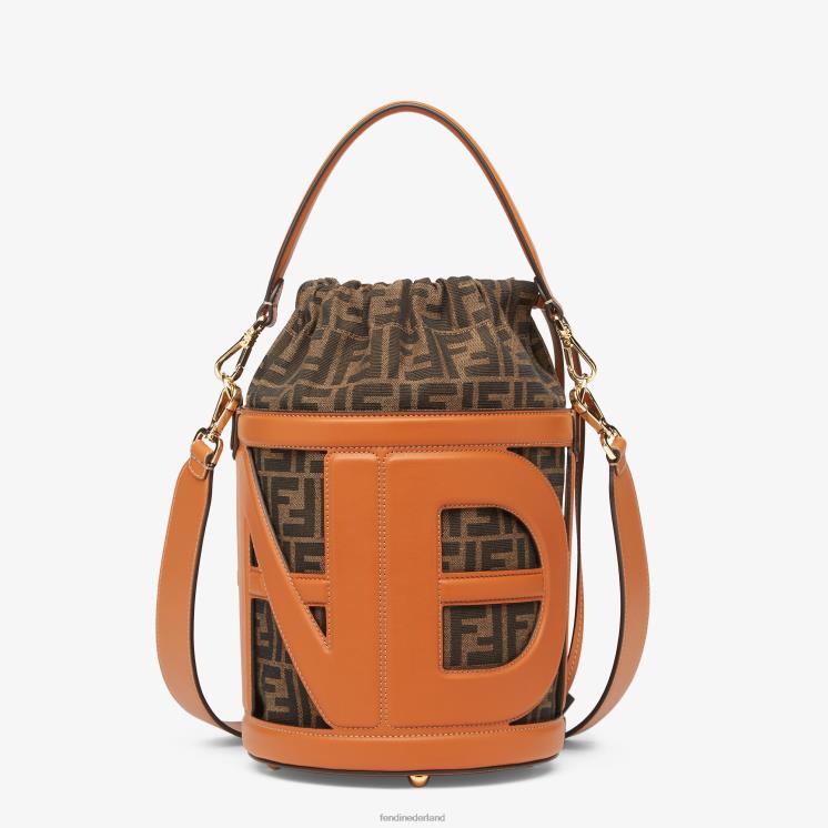 vrouwen accessoires Fendi 0J62L623 tas van leer en ff stof bruin