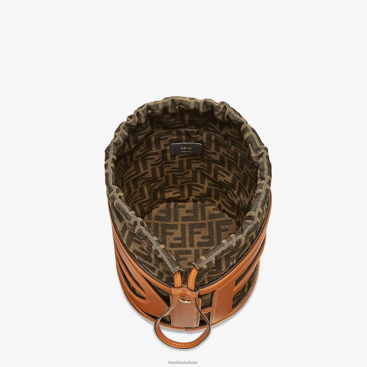 vrouwen accessoires Fendi 0J62L623 tas van leer en ff stof bruin