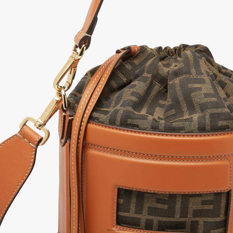 vrouwen accessoires Fendi 0J62L623 tas van leer en ff stof bruin